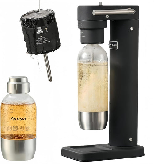 Airosia Black 304 Stainless Steel Sparkling Water Maker-Carbonates Any Drink