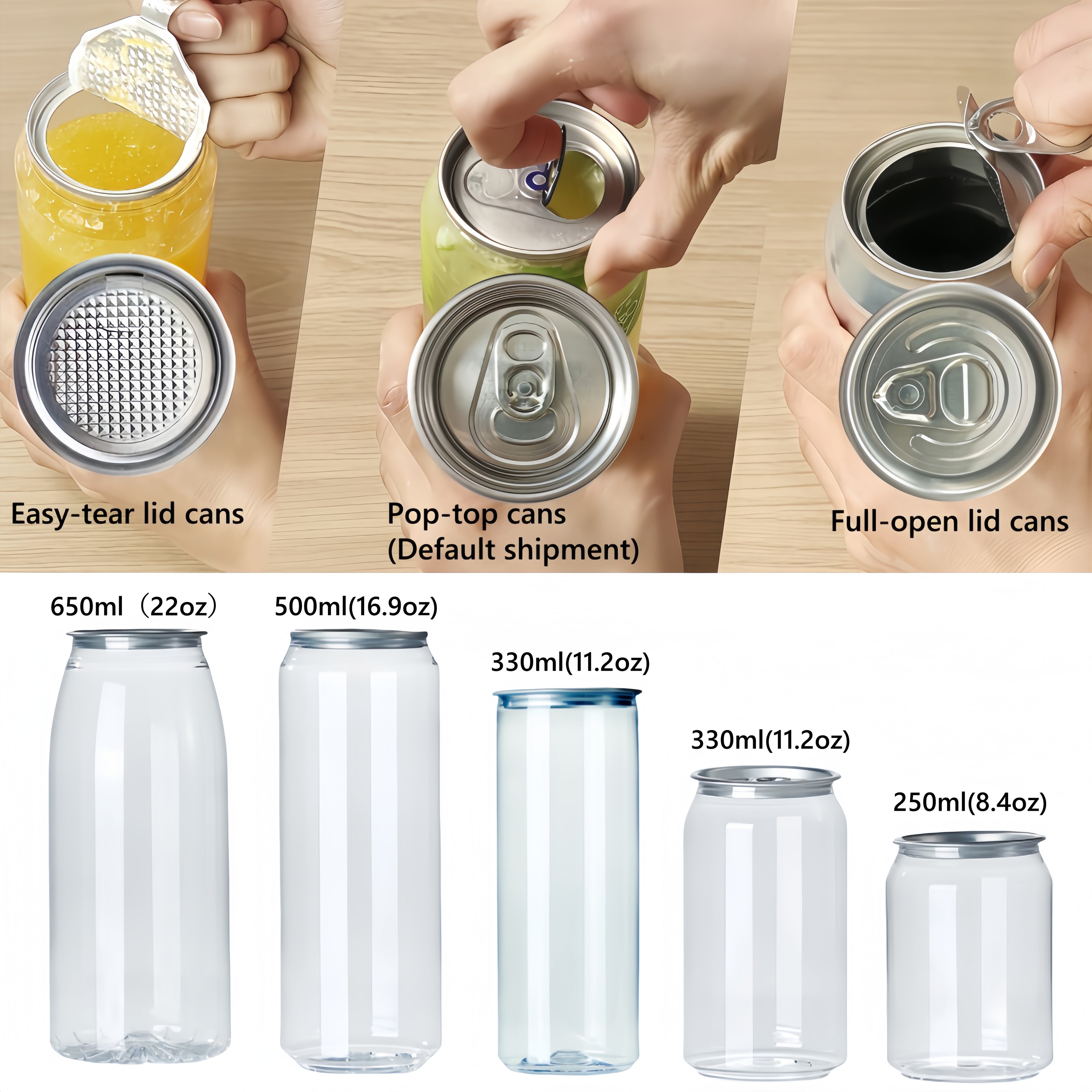 Airosia Clear PET Beverage cans Compatible with Caning Machine(Multi-Size)